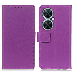 Leather Case Stands Flip Cover Holder M08L for Huawei Nova 11i Purple