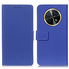 Leather Case Stands Flip Cover Holder M08L for Huawei Nova Y91 Blue