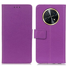 Leather Case Stands Flip Cover Holder M08L for Huawei Nova Y91 Purple