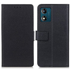 Leather Case Stands Flip Cover Holder M08L for Motorola Moto E13 Black