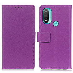 Leather Case Stands Flip Cover Holder M08L for Motorola Moto E20 Purple