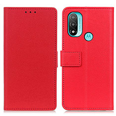 Leather Case Stands Flip Cover Holder M08L for Motorola Moto E20 Red