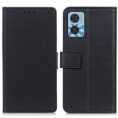 Leather Case Stands Flip Cover Holder M08L for Motorola Moto E22 Black