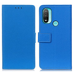Leather Case Stands Flip Cover Holder M08L for Motorola Moto E30 Blue