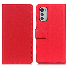 Leather Case Stands Flip Cover Holder M08L for Motorola Moto E32 Red