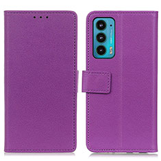Leather Case Stands Flip Cover Holder M08L for Motorola Moto Edge 20 5G Purple