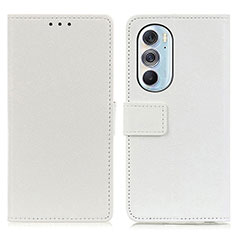Leather Case Stands Flip Cover Holder M08L for Motorola Moto Edge 30 Pro 5G White