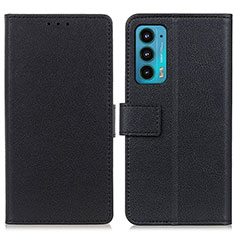 Leather Case Stands Flip Cover Holder M08L for Motorola Moto Edge Lite 5G Black