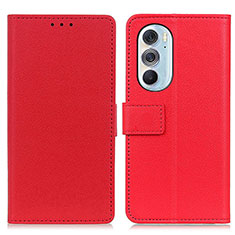 Leather Case Stands Flip Cover Holder M08L for Motorola Moto Edge Plus (2022) 5G Red