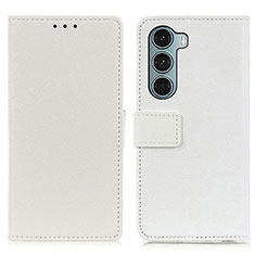 Leather Case Stands Flip Cover Holder M08L for Motorola Moto Edge S30 5G White