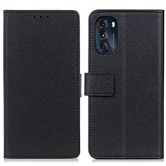 Leather Case Stands Flip Cover Holder M08L for Motorola Moto G 5G (2022) Black