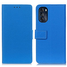 Leather Case Stands Flip Cover Holder M08L for Motorola Moto G 5G (2022) Blue