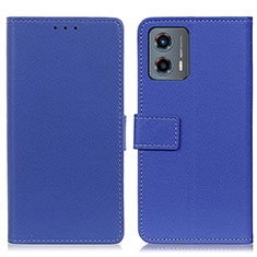 Leather Case Stands Flip Cover Holder M08L for Motorola Moto G 5G (2023) Blue