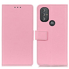 Leather Case Stands Flip Cover Holder M08L for Motorola Moto G Play (2023) Pink