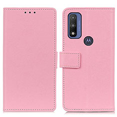 Leather Case Stands Flip Cover Holder M08L for Motorola Moto G Pure Pink