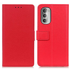 Leather Case Stands Flip Cover Holder M08L for Motorola Moto G Stylus (2022) 4G Red