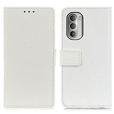 Leather Case Stands Flip Cover Holder M08L for Motorola Moto G Stylus (2022) 4G White