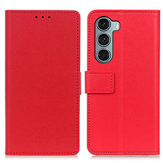 Leather Case Stands Flip Cover Holder M08L for Motorola Moto G200 5G Red