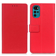 Leather Case Stands Flip Cover Holder M08L for Motorola Moto G22 Red