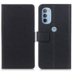 Leather Case Stands Flip Cover Holder M08L for Motorola Moto G31 Black