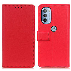 Leather Case Stands Flip Cover Holder M08L for Motorola Moto G31 Red