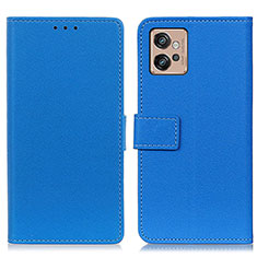 Leather Case Stands Flip Cover Holder M08L for Motorola Moto G32 Blue