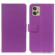 Leather Case Stands Flip Cover Holder M08L for Motorola Moto G32 Purple