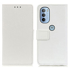 Leather Case Stands Flip Cover Holder M08L for Motorola Moto G41 White