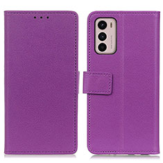 Leather Case Stands Flip Cover Holder M08L for Motorola Moto G42 Purple