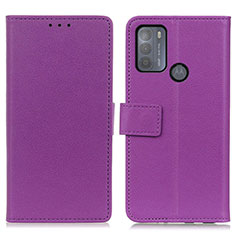 Leather Case Stands Flip Cover Holder M08L for Motorola Moto G50 Purple