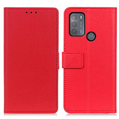 Leather Case Stands Flip Cover Holder M08L for Motorola Moto G50 Red