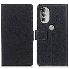 Leather Case Stands Flip Cover Holder M08L for Motorola Moto G51 5G Black