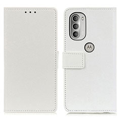 Leather Case Stands Flip Cover Holder M08L for Motorola Moto G51 5G White