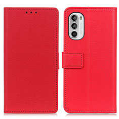 Leather Case Stands Flip Cover Holder M08L for Motorola MOTO G52 Red
