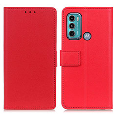 Leather Case Stands Flip Cover Holder M08L for Motorola Moto G60 Red
