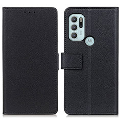 Leather Case Stands Flip Cover Holder M08L for Motorola Moto G60s Black
