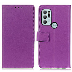 Leather Case Stands Flip Cover Holder M08L for Motorola Moto G60s Purple