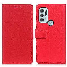 Leather Case Stands Flip Cover Holder M08L for Motorola Moto G60s Red