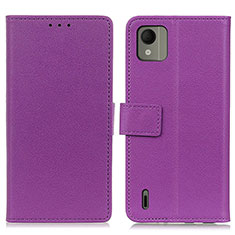 Leather Case Stands Flip Cover Holder M08L for Nokia C110 Purple
