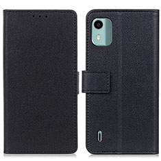Leather Case Stands Flip Cover Holder M08L for Nokia C12 Black