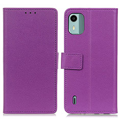 Leather Case Stands Flip Cover Holder M08L for Nokia C12 Purple