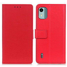 Leather Case Stands Flip Cover Holder M08L for Nokia C12 Red