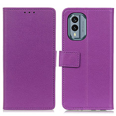 Leather Case Stands Flip Cover Holder M08L for Nokia X30 5G Purple