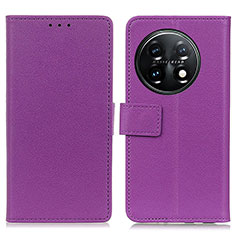 Leather Case Stands Flip Cover Holder M08L for OnePlus 11 5G Purple