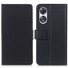 Leather Case Stands Flip Cover Holder M08L for Oppo A38 Black