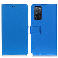 Leather Case Stands Flip Cover Holder M08L for Oppo A53s 5G Blue