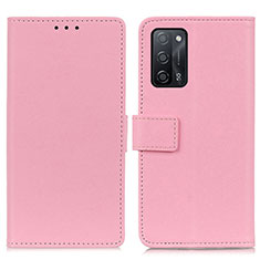 Leather Case Stands Flip Cover Holder M08L for Oppo A53s 5G Pink