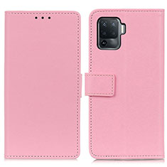 Leather Case Stands Flip Cover Holder M08L for Oppo A94 4G Pink