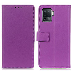 Leather Case Stands Flip Cover Holder M08L for Oppo A94 4G Purple