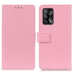 Leather Case Stands Flip Cover Holder M08L for Oppo A95 4G Pink